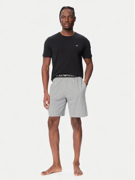 Emporio Armani Krátke pyžamo sivá melírovaná čierna