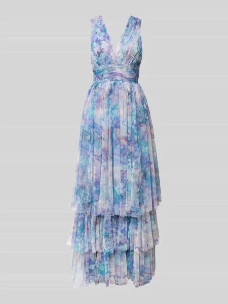 Sukienka koktajlowa ze stopniowaniem Lace & Beads niebieska