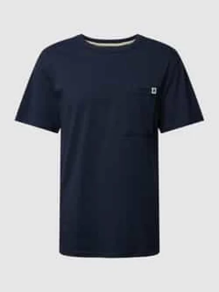 T-shirt z kieszenią na piersi model ‘AKRUNE’ Anerkjendt granatowa