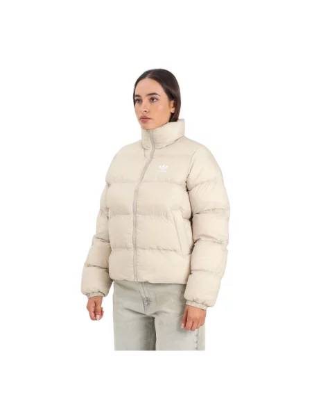 Krótka pikowana kurtka puchowa Adidas Originals beżowa
