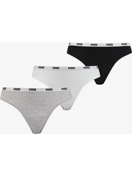 Puma Stringi stringi czarne szare 3 sztuki XS białe