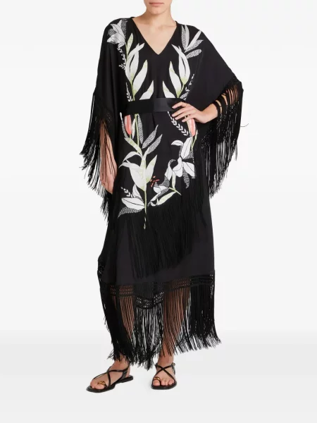 Rochie midi Temperley London cu franjuri negru