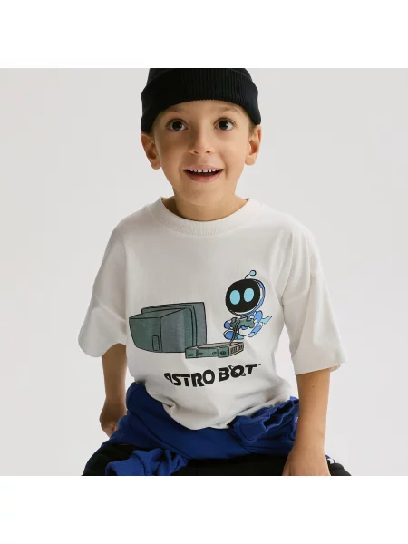 Reserved Tričko Astro Bot krémová