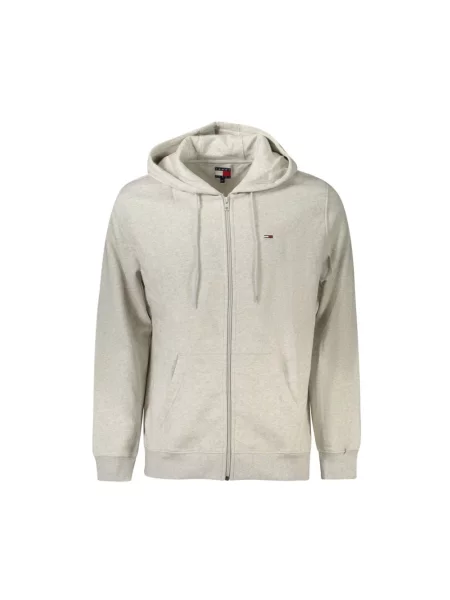 Bluza z kapturem Tommy Jeans z kapturem z długim rękawem szara