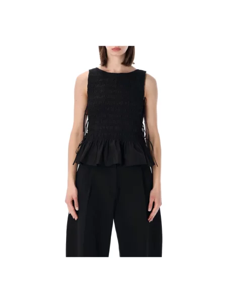 Top Ganni wiązany czarny