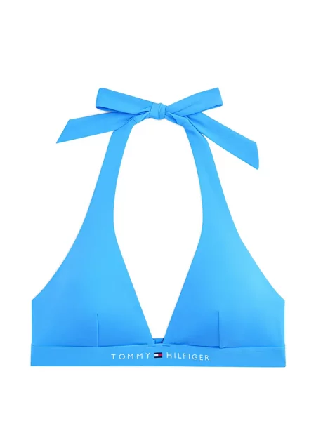 Top Tommy Hilfiger cu imagine cu gât halter albastru