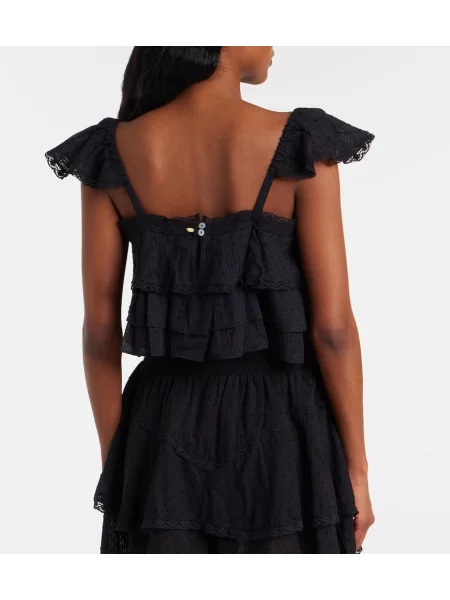 Top Poupette St Barth cu volane negru