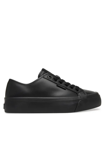 Sneakerși Calvin Klein cu șireturi din dantelă negru