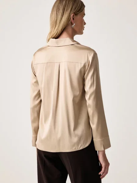 MM by Max Mara koszula z jedwabiem MMLNAVETTA beżowa