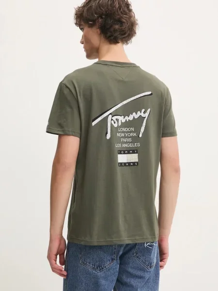 Tričko Tommy Jeans s potiskem zelená