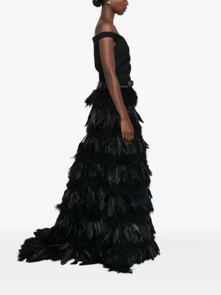 Fusta maxi Vestiaire D'un Oiseau Libre cu pene negru