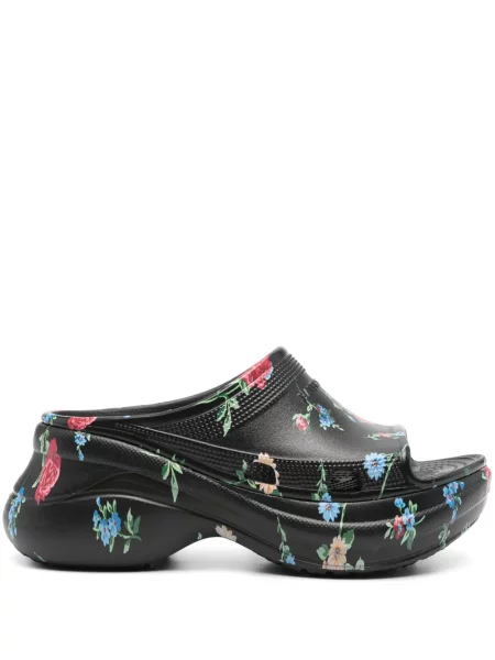 Чехли Balenciaga с принт черно