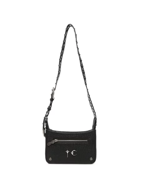 Geantă crossbody Thug Club din piele cu tepi negru