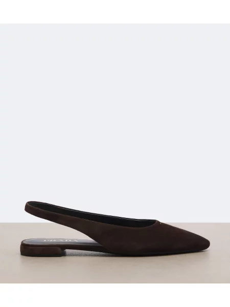 Balerini Prada din piele de căprioară slingback maro