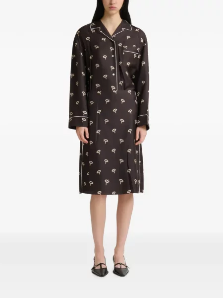 Fustă midi Marni de mătase cu model floral cu imagine maro
