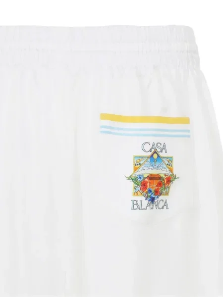 Pantaloni scurți Casablanca de mătase alb