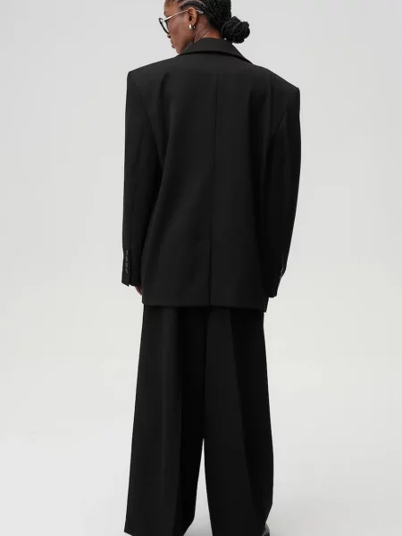 Вовняні штани Undress Code Liberté Pants широкі висока посадка чорний