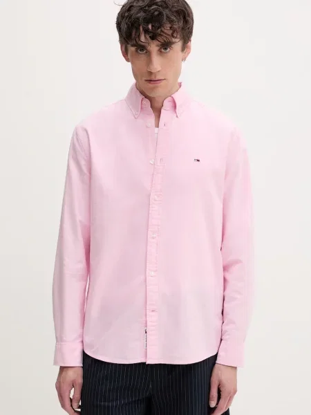 Tommy Jeans cămașă pentru bărbați din roz