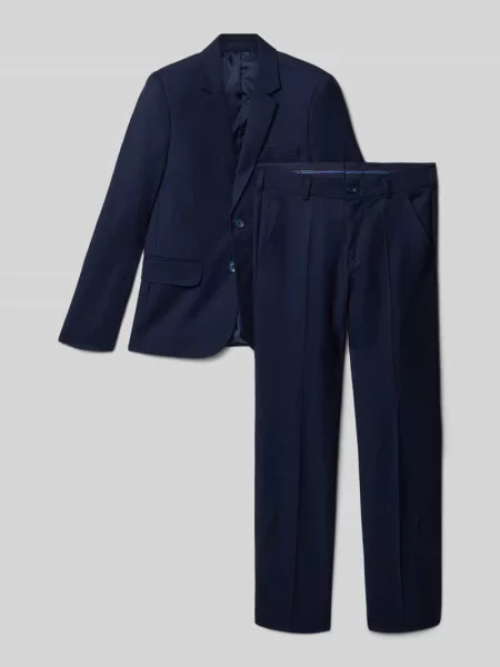 Garnitur o kroju slim fit z domieszką Standar granatowy