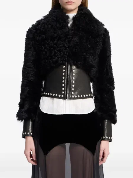 Geacă Ann Demeulemeester din piele de oaie negru