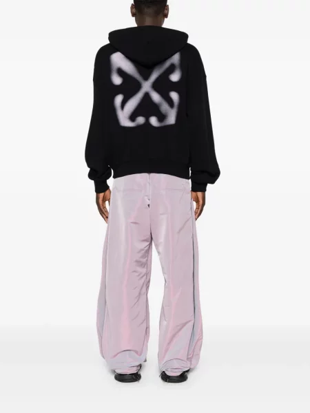 Hanorac cu glugă Off-white cu broderie alb