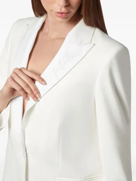 Sacou Philipp Plein cu broderie din satin alb