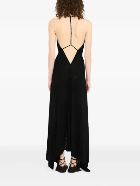 Rochie maxi Alanui cu gât halter de costum negru