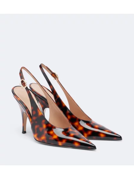 Pantofi cu toc Gianvito Rossi din piele slingback portocaliu