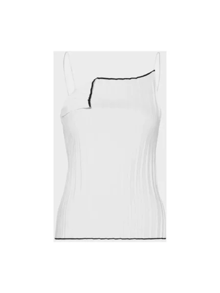 Lniany top Jacquemus na ramiączkach biały