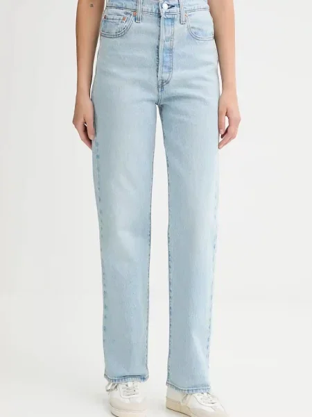 Levi's jeansy RIBCAGE FULL LENGTH high waist niebieskie