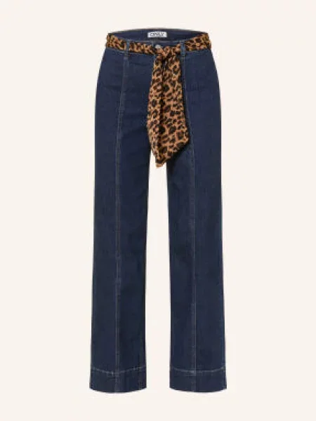 Only Široké Džíny dark blue denim/leo scarf modré