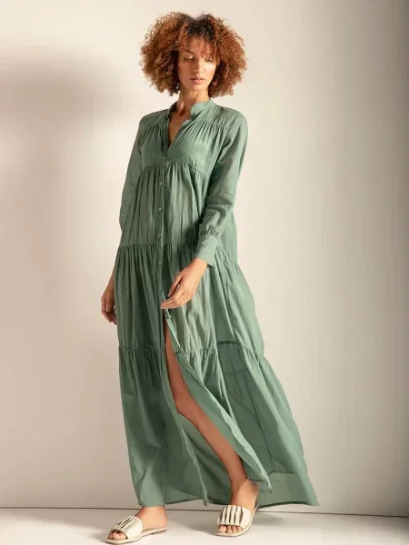 Пляжное платье-рубашка на зелена