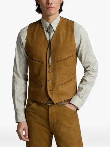 Vestă Ralph Lauren Rrl din piele de căprioară maro