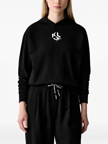 Hanorac cu glugă Karl Lagerfeld Jeans cu imagine negru