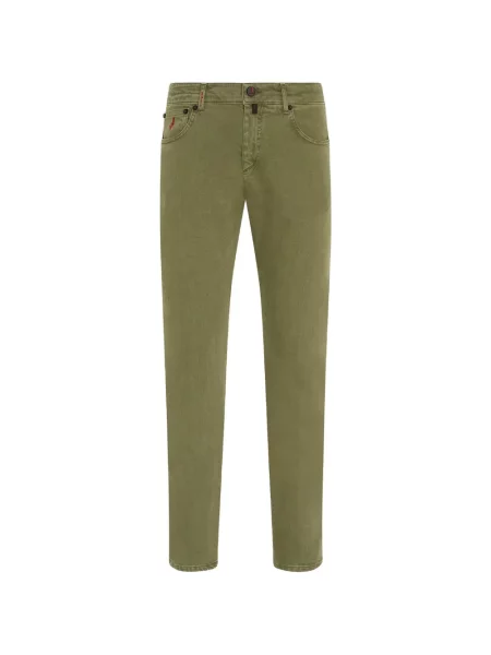 Cu centură blugi Kiton cu 5 buzunare verde