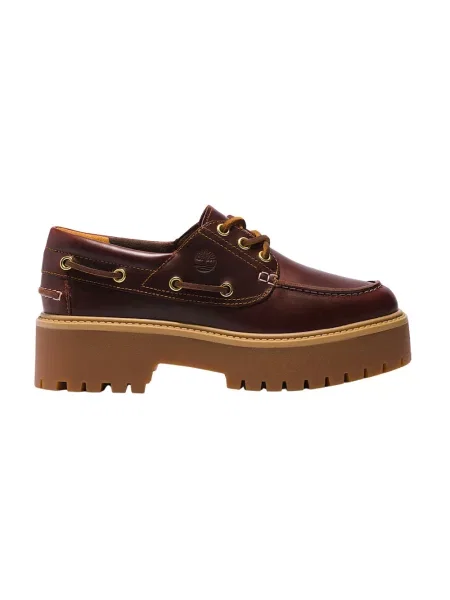 Botki Timberland skórzane na platformie w miejskim stylu brązowe