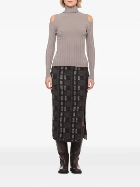Lung tricou D.exterior tricotate gri
