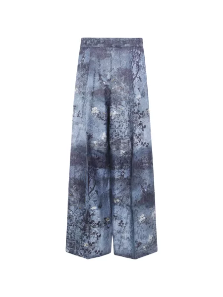 Pantaloni palazzo Pierre-louis Mascia cu model floral cu imagine albastru