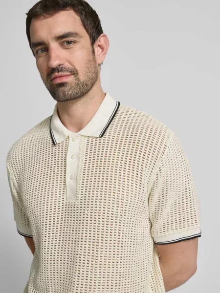 Koszulka polo z fakturowanym wzorem model ‘BLUCOHEN’ Jack & Jones Premium białe