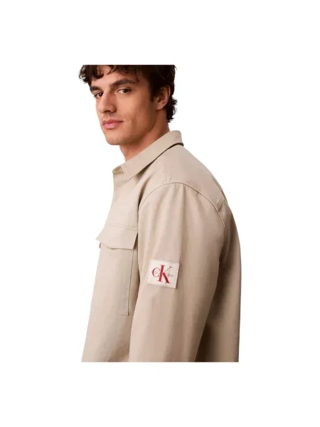 Kurtka jeansowa Calvin Klein Jeans z długim rękawem beżowa