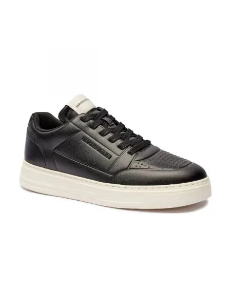 Emporio Armani Bőr sneakers tornacipő fekete