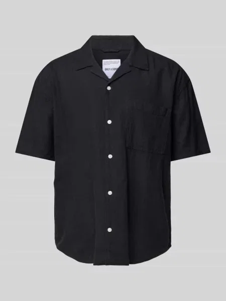 Koszula casualowa o kroju relaxed fit z rękawem o dł. model ‘CAIDEN’ Only & Sons czarna