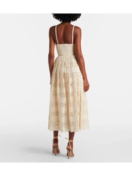 Rochie midi Elie Saab de mătase bej