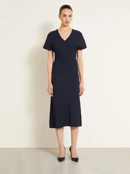 Max Mara Pletené Šaty Serio tmavě modrá