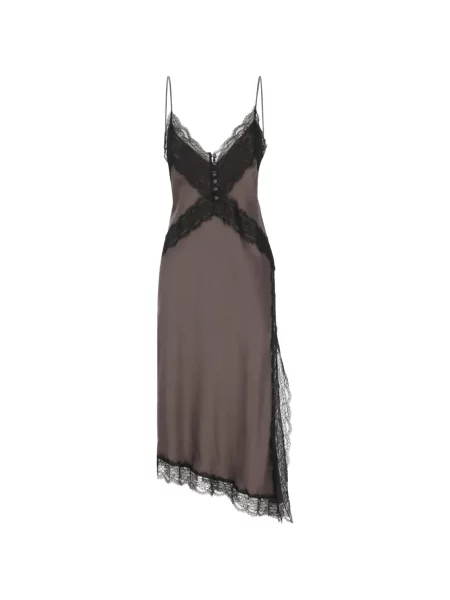 Rochie The Andamane asimetrică din dantelă maro