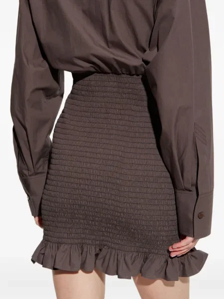Rochie mini The Attico cu volane de costum maro