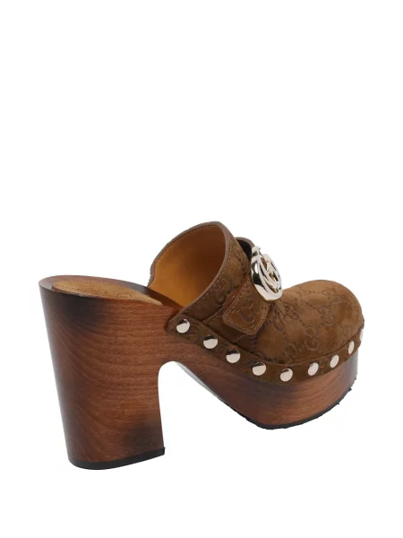 Saboți Gucci cu platformă maro