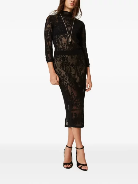 Fustă midi Twinset tricotate negru