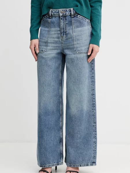 Sisley blugi wide leg pentru femei albastru