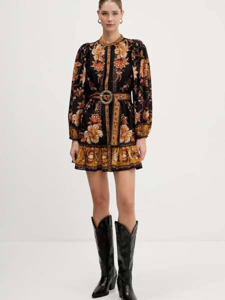 Farm Rio sukienka mini rozkloszowana czarny